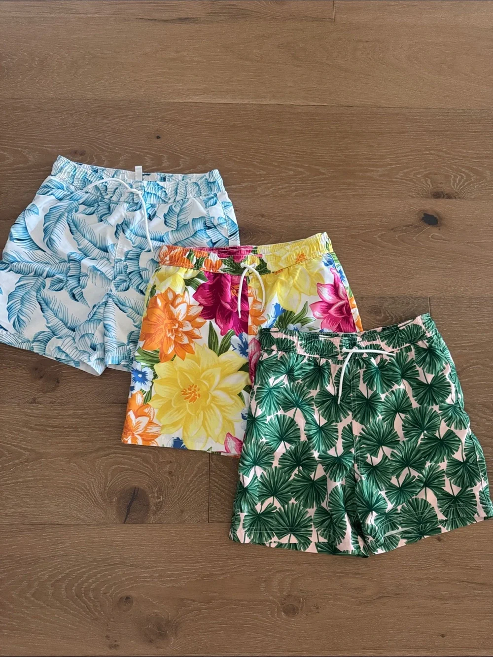 Janie and Jack Kids' Tropical Swim Trunks - Blue, Yellow, Green